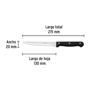 Cuchillo liso para asado 5″ mango de plástico, PRETUL