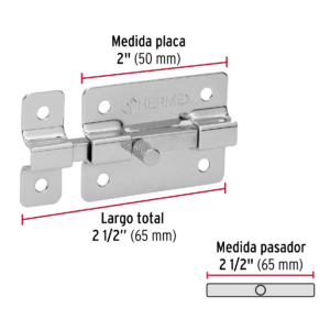 Pasador de barra plana 2″ acabado cromo, HERMEX
