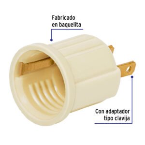 Portalámpara de baquelita, con adaptador, marfil,