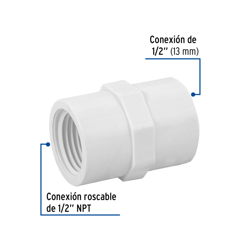 Adaptador macho de PVC de 1/2"