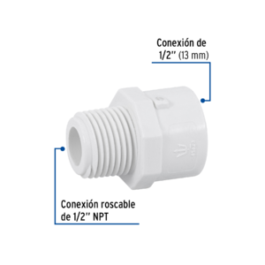 Adaptador macho de PVC de 1/2"