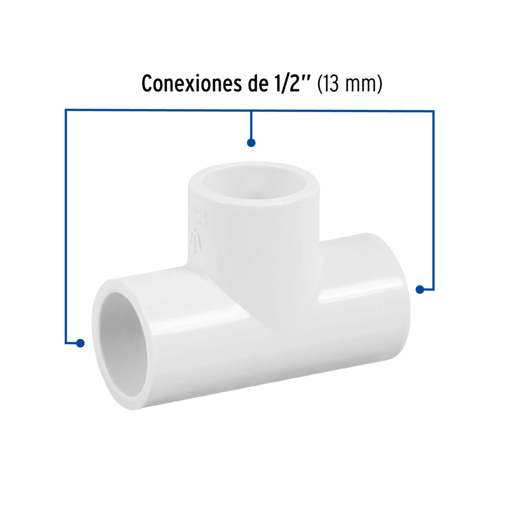 Tee sencilla de PVC 1/2"